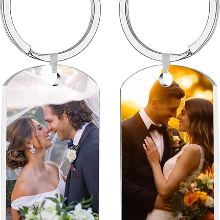 Custom Keychain, Personalized Keychain with Photo Text, Customized Double-sided Photo Gift for Boyfriend Family