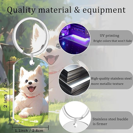 Custom Keychain, Personalized Keychain with Photo Text, Customized Double-sided Photo Gift for Boyfriend Family