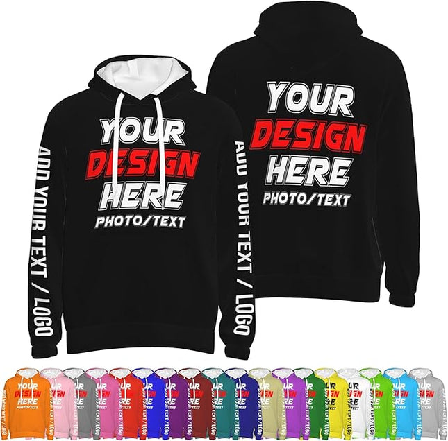 Custom Hoodies for Men and women  – Personalized Sweatshirts with Photo, Logo, or Text Printed Front & Back