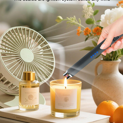 Electric Candle Lighter with Safety Switch - USB Rechargeable Windproof & Flameless Plasma Arc Lighter, Christmas Stocking Stuffers Gifts for Women and Men