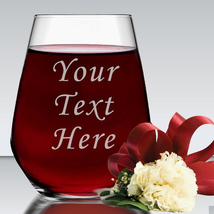Personalized 15oz Stemless Wine Glass - Engraved With Your Custom Text