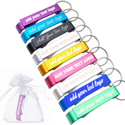 Personalized Bottle Opener Keychain Custom Aluminum Beer Bottle Opener Engraved Any Text/Logo Wedding Favors, Brewery, Bar, Anniversaries, Party,...