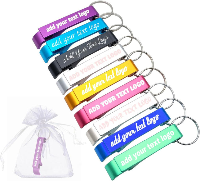 Personalized Bottle Opener Keychain Custom Aluminum Beer Bottle Opener Engraved Any Text/Logo Wedding Favors, Brewery, Bar, Anniversaries, Party,...