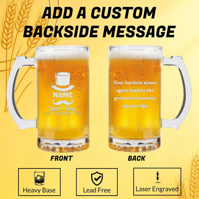 Custom Beer Mug 18/35oz Personalized Engraved Beer Glass with Name for Men, Groomsmen Gifts, Birthday, Father's Day, Style3
