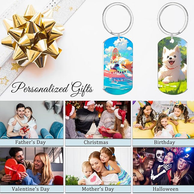 Custom Keychain, Personalized Keychain with Photo Text, Customized Double-sided Photo Gift for Boyfriend Family