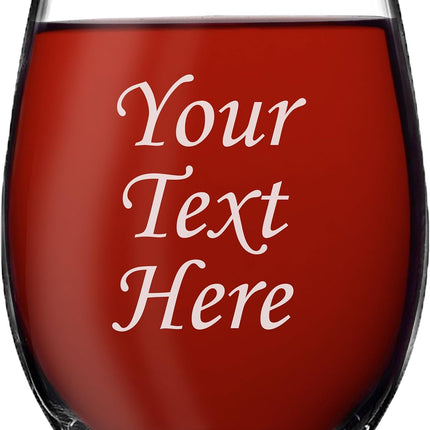 Personalized 15oz Stemless Wine Glass - Engraved With Your Custom Text