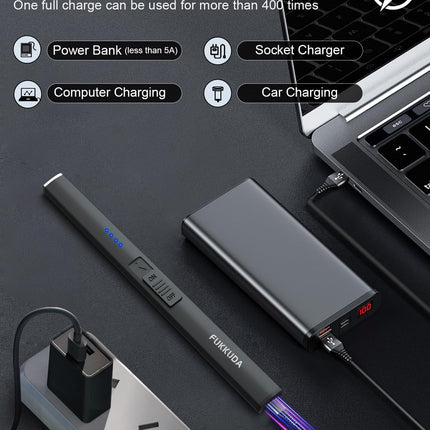 Electric Candle Lighter with Safety Switch - USB Rechargeable Windproof & Flameless Plasma Arc Lighter, Christmas Stocking Stuffers Gifts for Women and Men