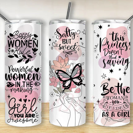 Skinny Sublimation Tumblers with Lid and Straw, 20oz Stainless Steel Straight Tumbler Bulk, Vacuum Insulated Coffee Mug for Home, Office, Travel, DIY